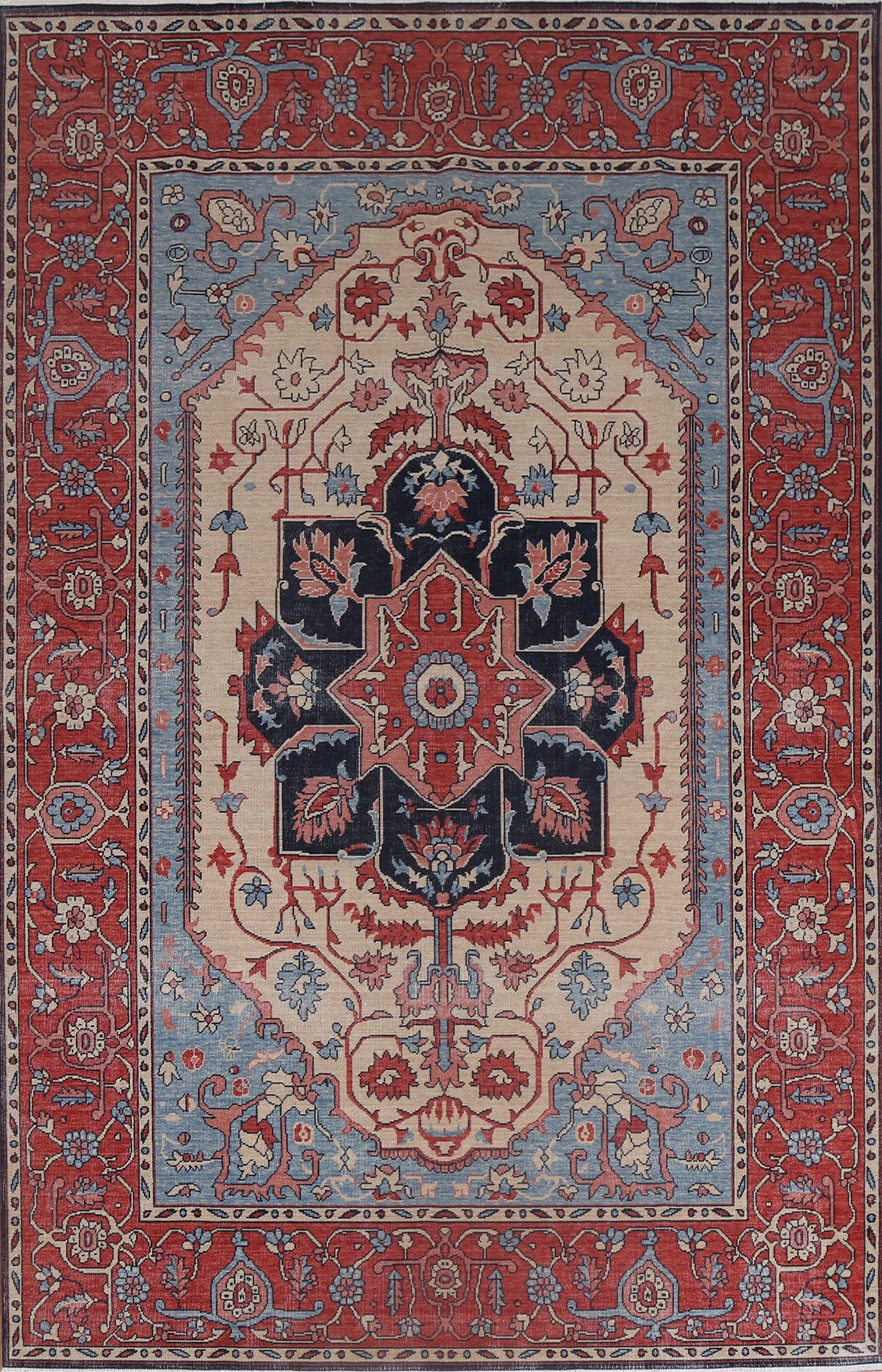 Handmade Wool Heriz Serapi Turkish Rug 7x10