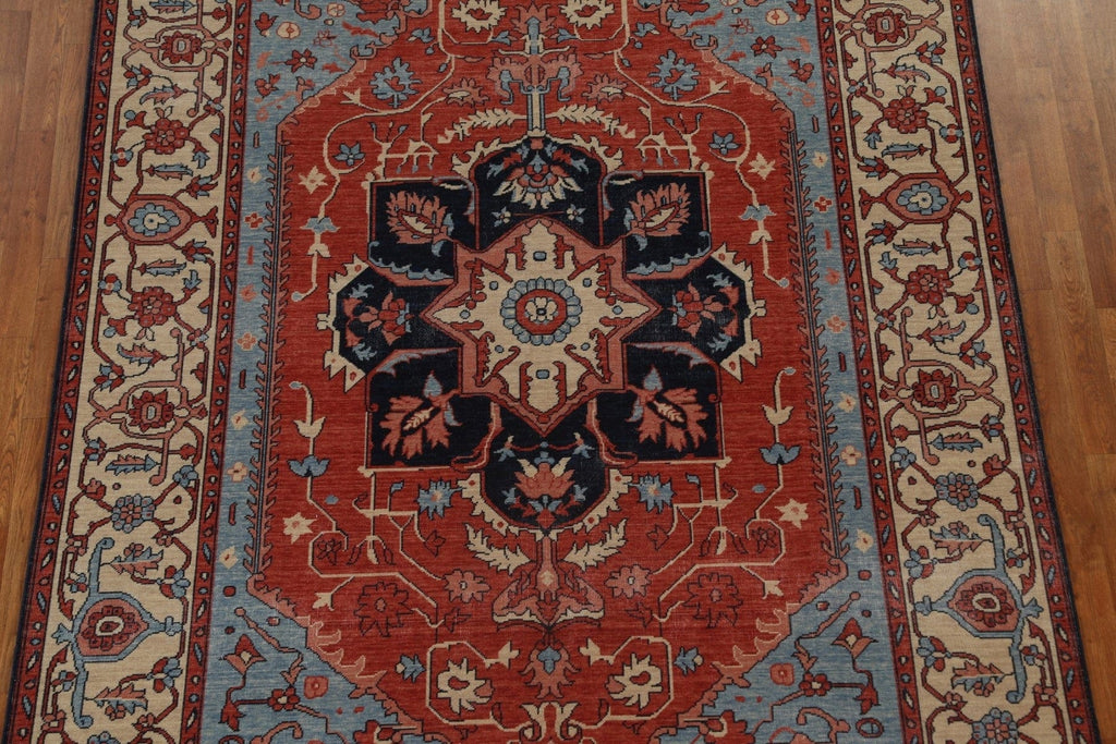 Hand-Knotted Wool Heriz Serapi Turkish Rug 7x10