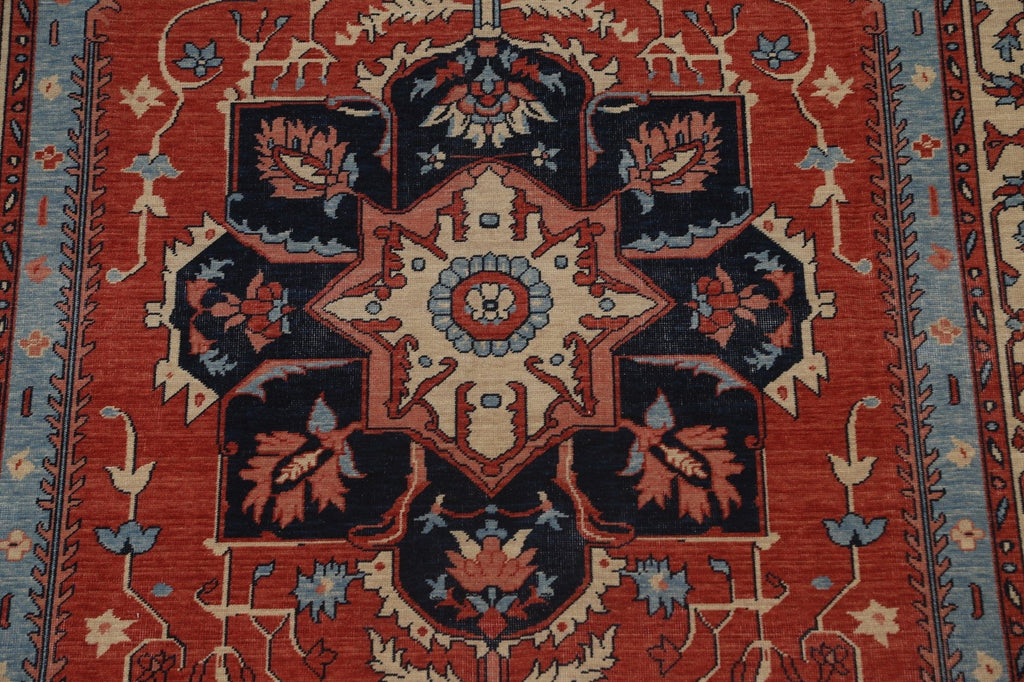 Hand-Knotted Wool Heriz Serapi Turkish Rug 7x10