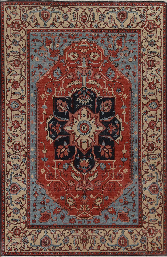 Hand-Knotted Wool Heriz Serapi Turkish Rug 7x10