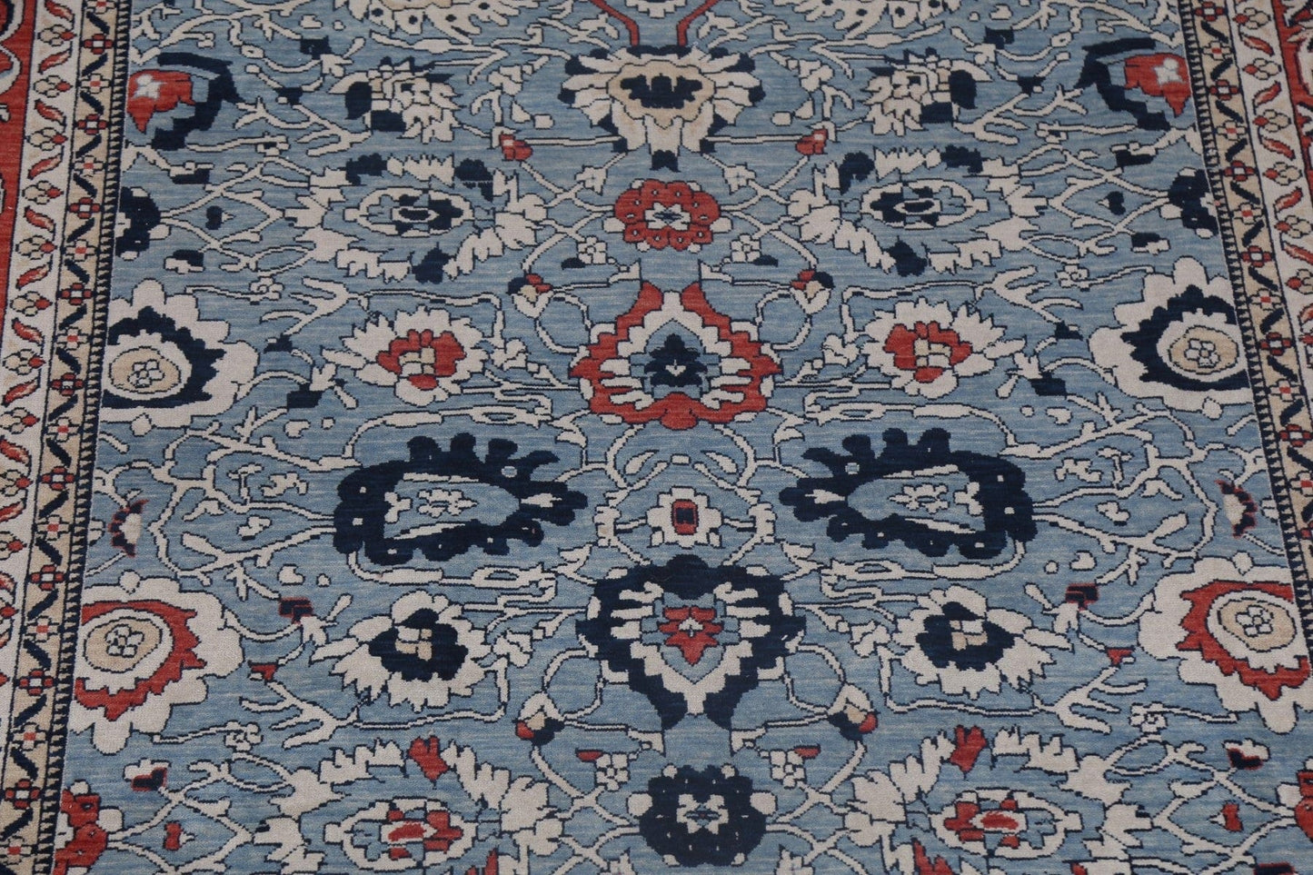 Blue Handmade Sultanabad Ziegler Turkish Wool Rug 7x10