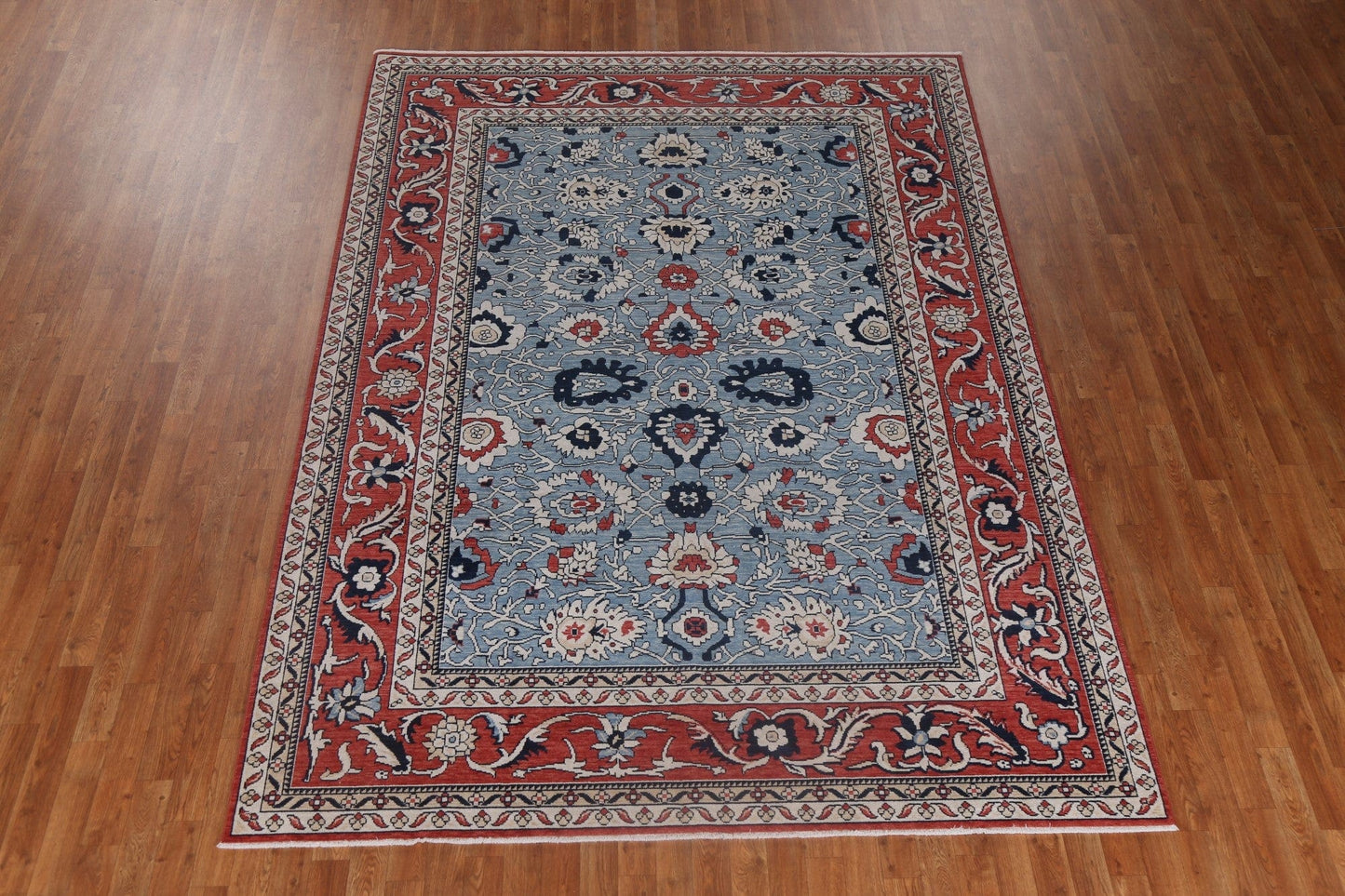 Blue Handmade Sultanabad Ziegler Turkish Wool Rug 7x10