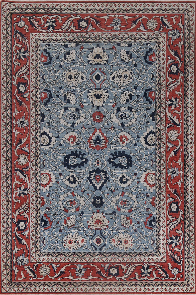 Blue Handmade Sultanabad Ziegler Turkish Wool Rug 7x10