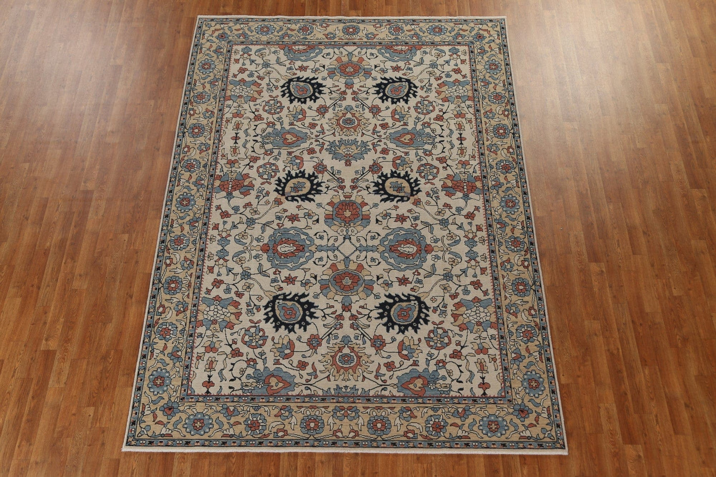 Floral Wool Sultanabad Ziegler Turkish Rug 7x10