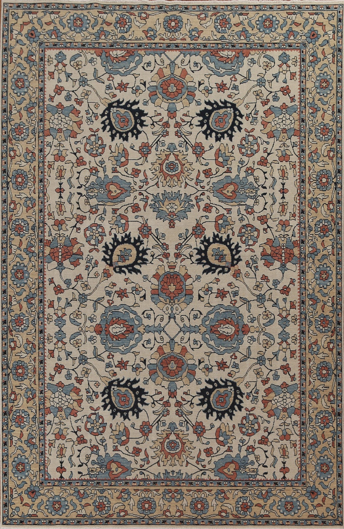 Floral Wool Sultanabad Ziegler Turkish Rug 7x10