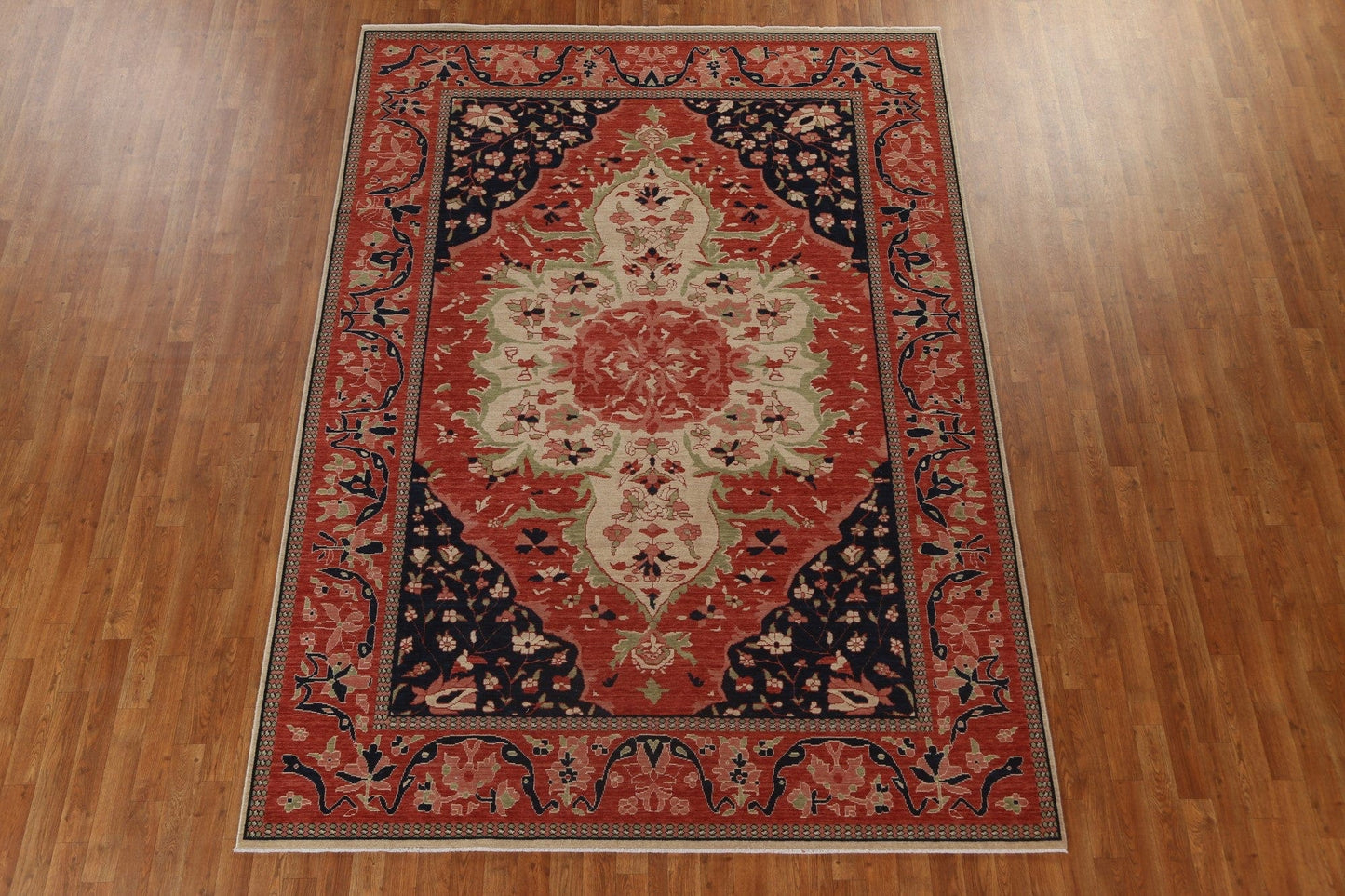 Floral Wool Sarouk Farahan Turkish Rug 7x10