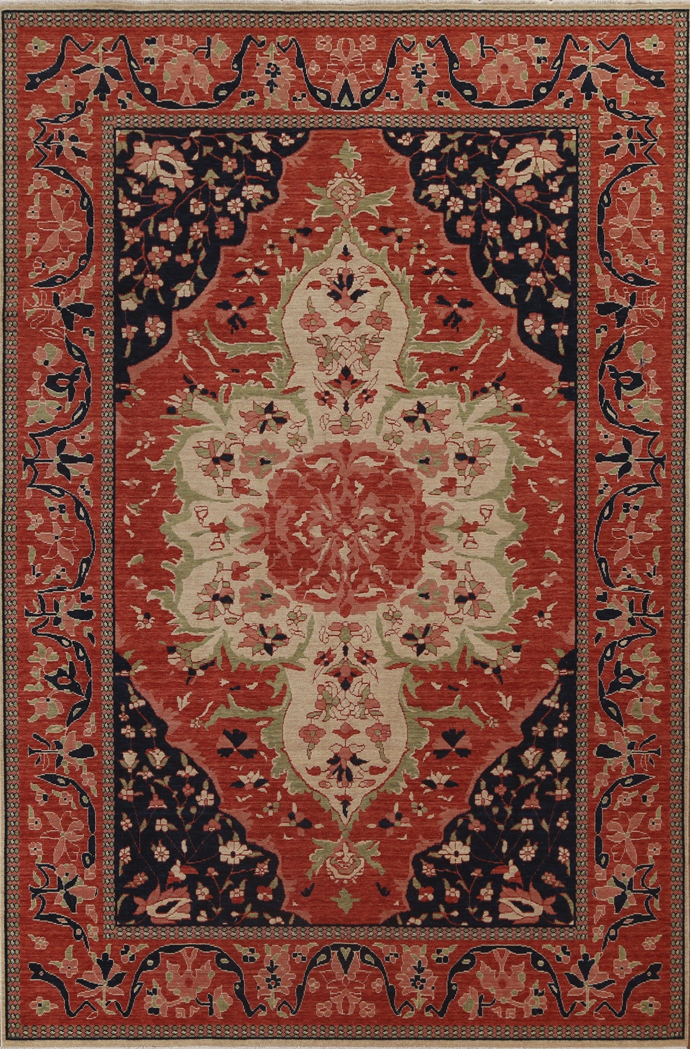 Floral Wool Sarouk Farahan Turkish Rug 7x10