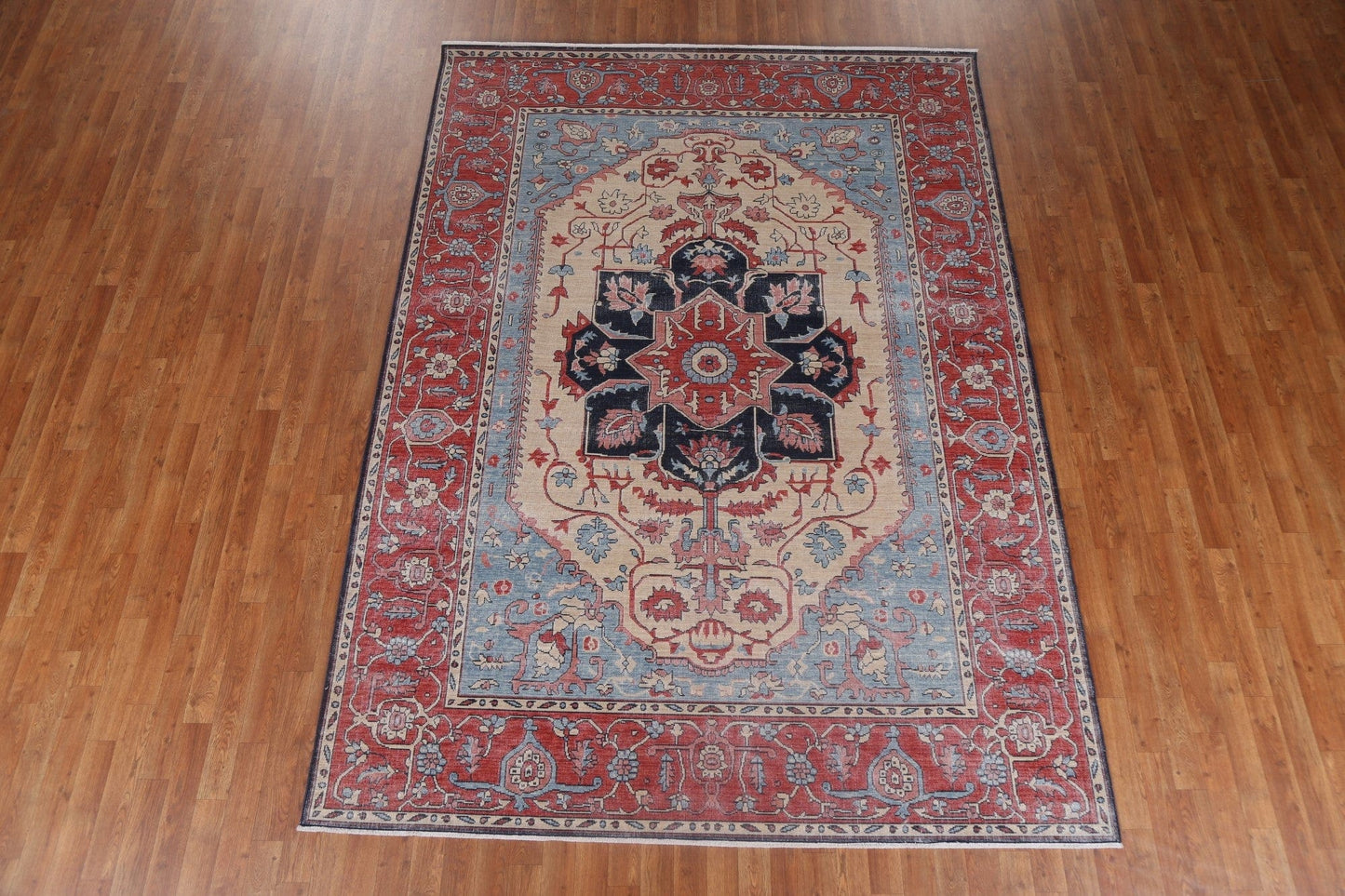 Handmade Wool Heriz Serapi Turkish Rug 7x10