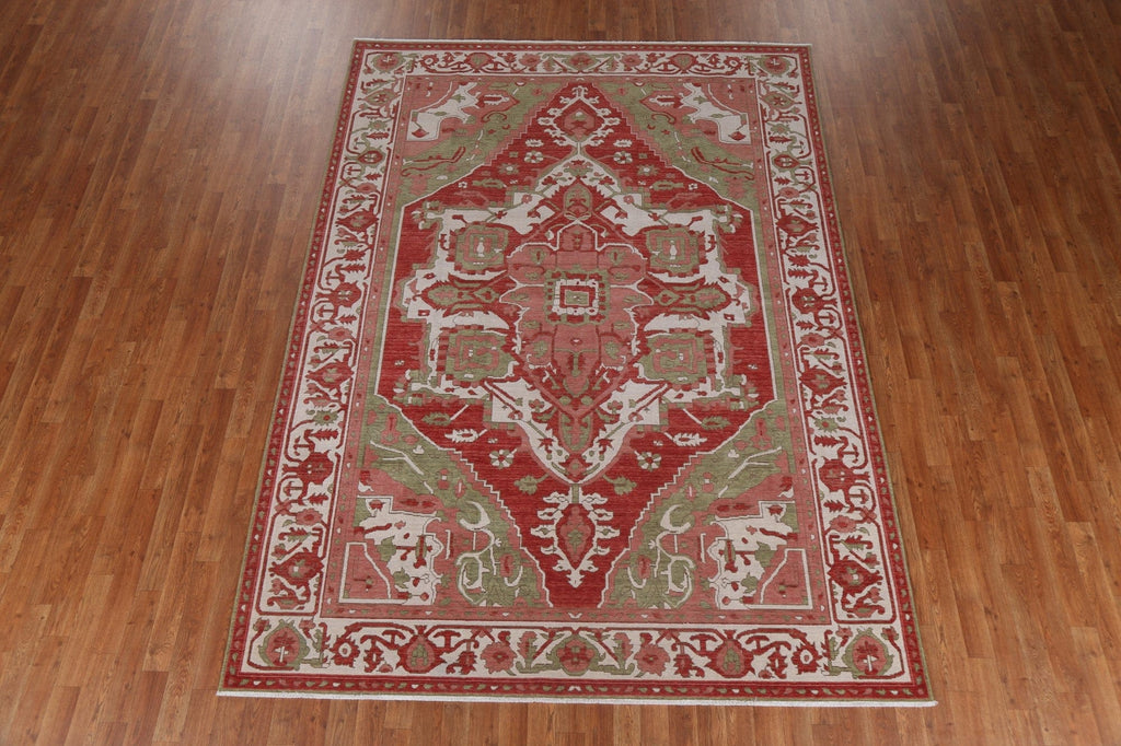 Handmade Red Heriz Serapi Turkish Wool Rug 7x10