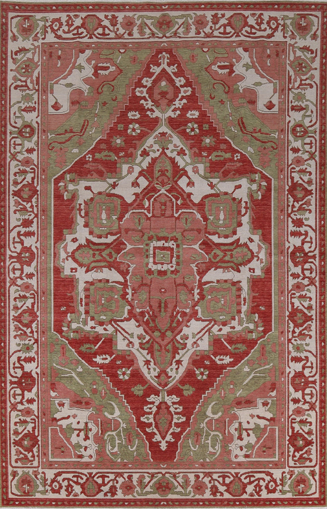 Handmade Red Heriz Serapi Turkish Wool Rug 7x10