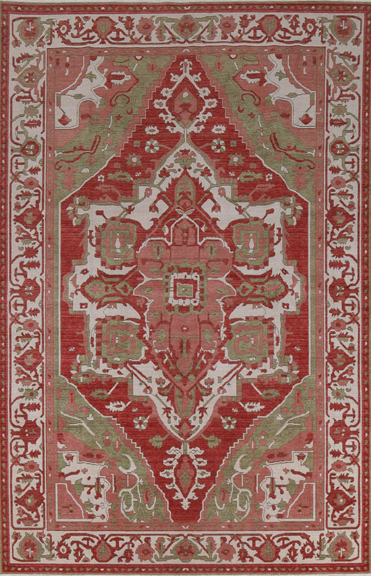 Handmade Red Heriz Serapi Turkish Wool Rug 7x10