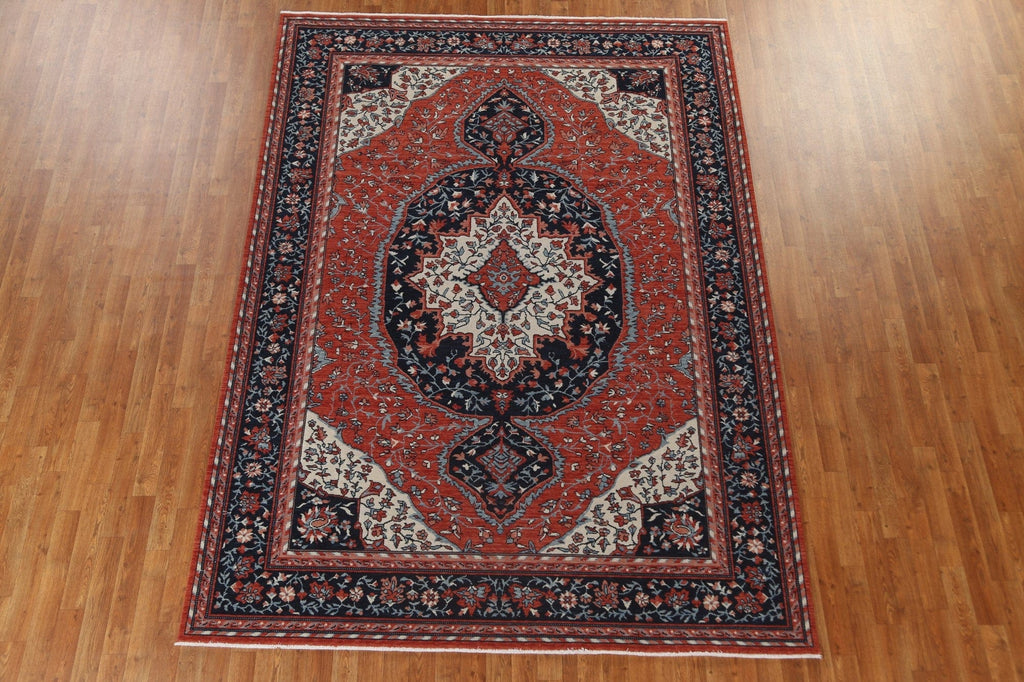 Hand-Knotted Wool Sarouk Farahan Turkish Rug 7x10