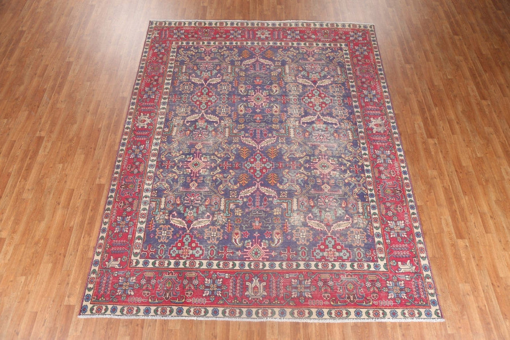 Vintage Geometric Wool Tabriz Persian Rug 8x11