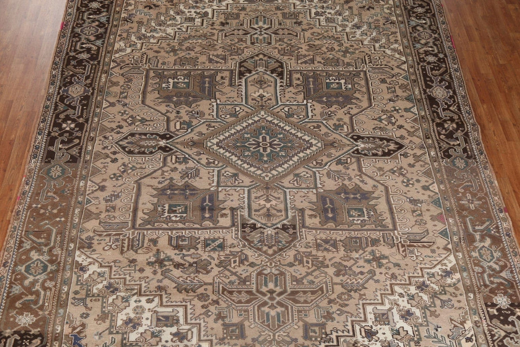 Vintage Geometric Wool Heriz Persian Rug 10x13