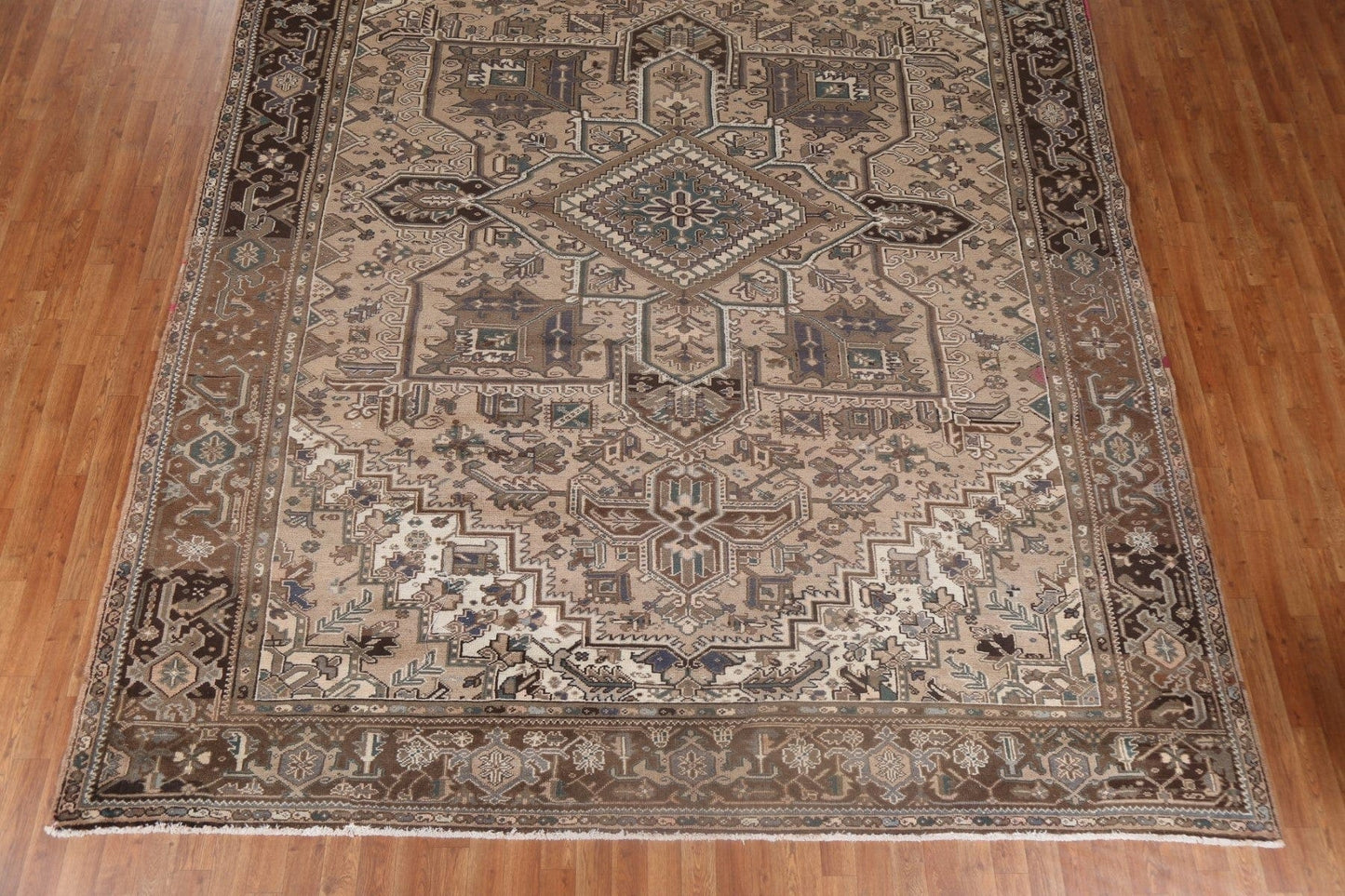 Vintage Geometric Wool Heriz Persian Rug 10x13