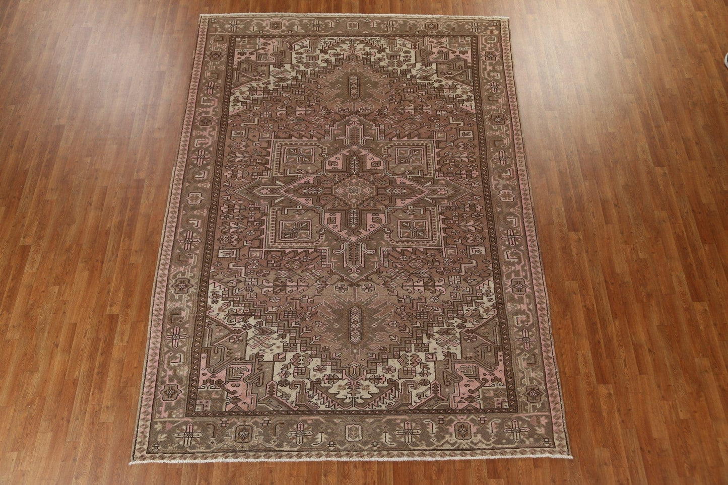 Vintage Geometric Heriz Persian Area Rug 8x11