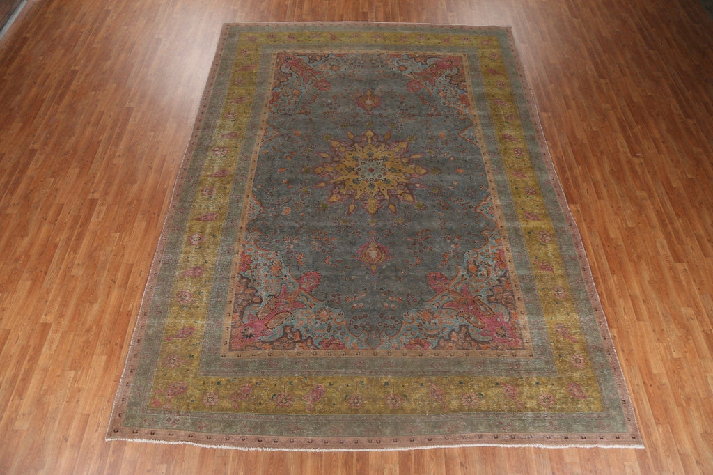 Vintage Over-Dyed Tabriz Persian Rug 10x13