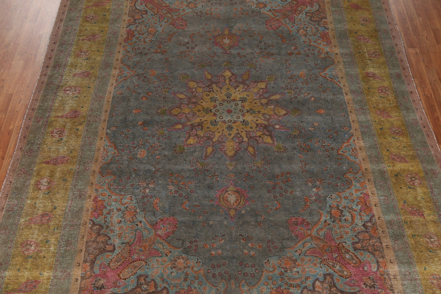 Vintage Over-Dyed Tabriz Persian Rug 10x13