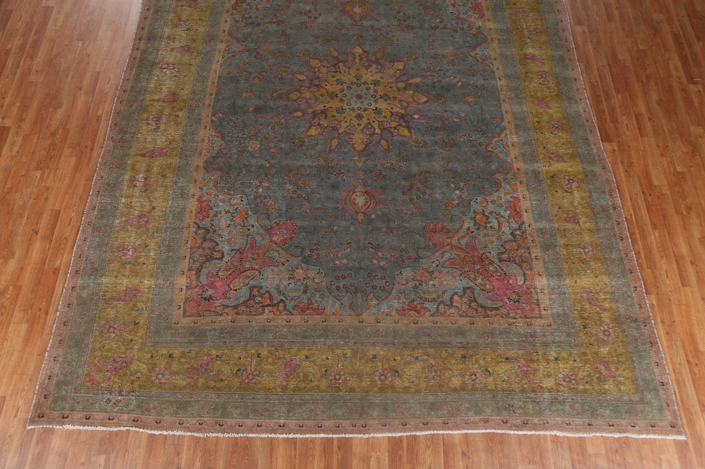 Vintage Over-Dyed Tabriz Persian Rug 10x13