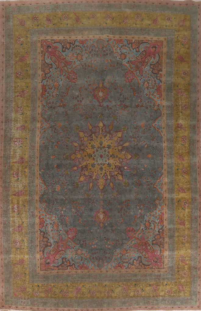 Vintage Over-Dyed Tabriz Persian Rug 10x13