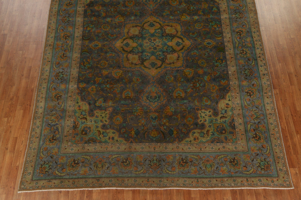 Vintage Over-Dyed Tabriz Persian Area Rug 10x13