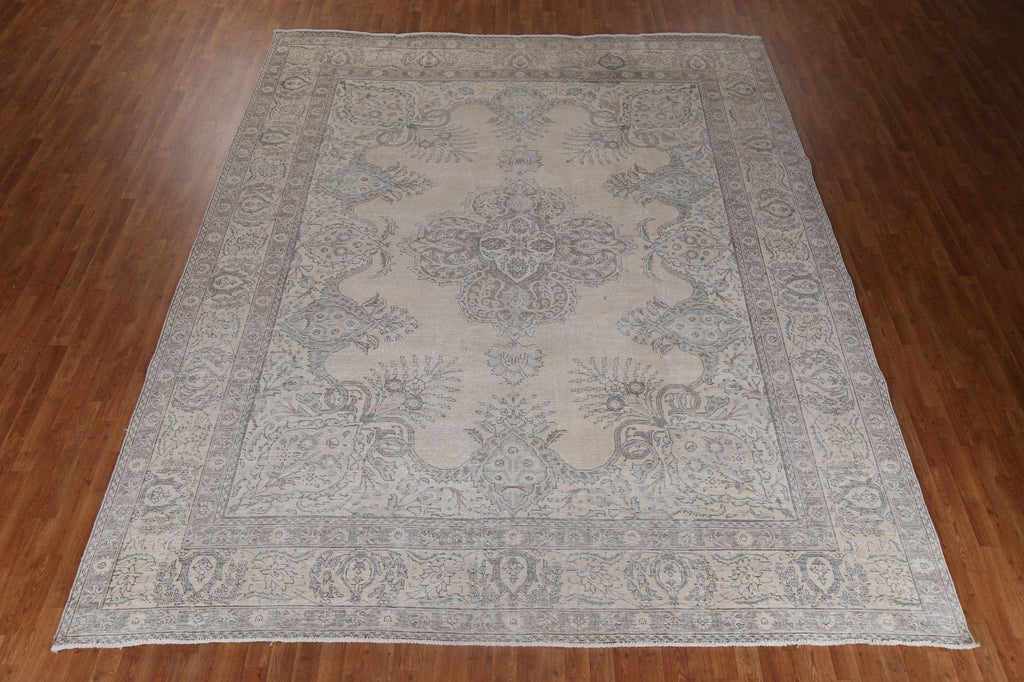 Muted Handmade Wool Tabriz Persian Rug 11x13