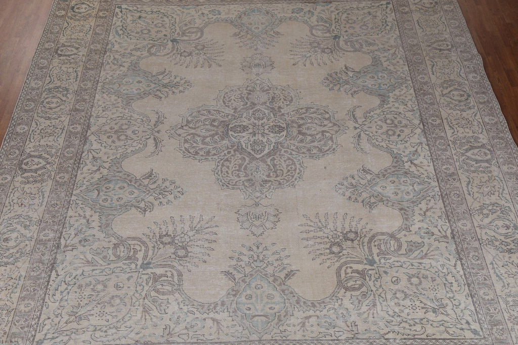 Muted Handmade Wool Tabriz Persian Rug 11x13