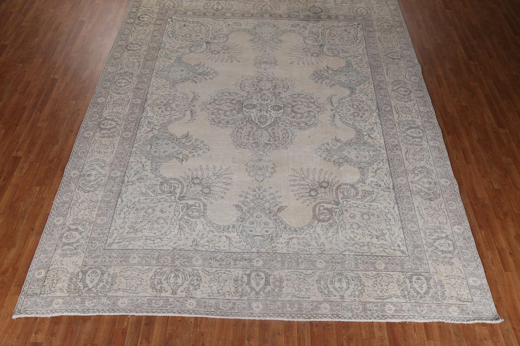 Muted Handmade Wool Tabriz Persian Rug 11x13