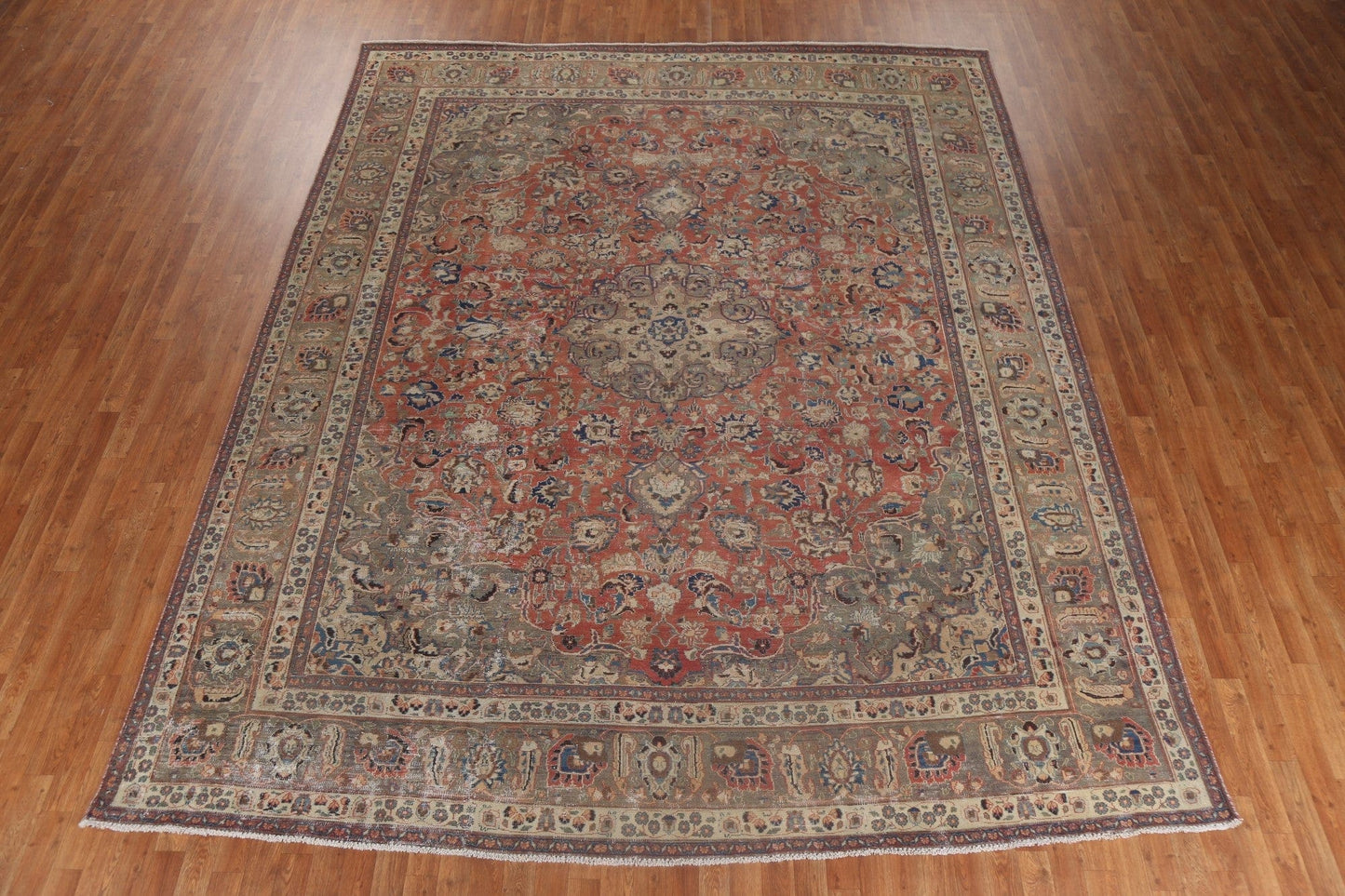 Hand-Knotted Wool Mashad Persian Rug 10x13