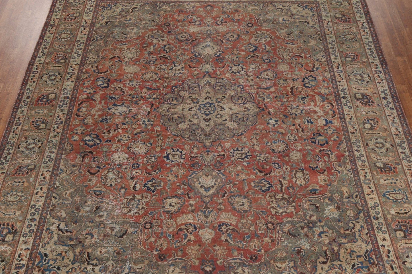 Hand-Knotted Wool Mashad Persian Rug 10x13