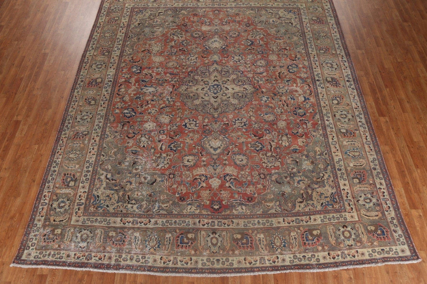 Hand-Knotted Wool Mashad Persian Rug 10x13