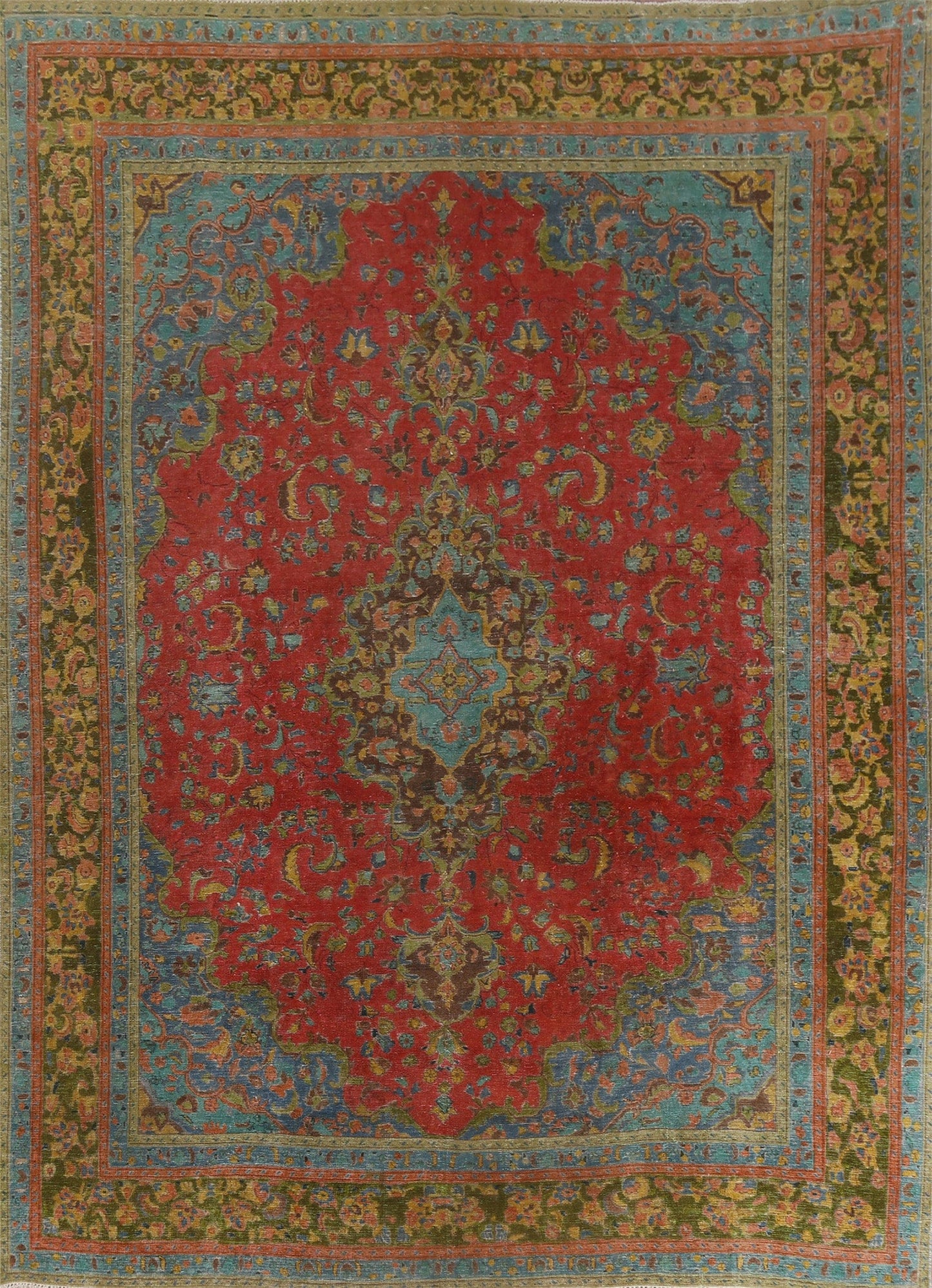 Handmade Over-Dyed Tabriz Persian Rug 9x12