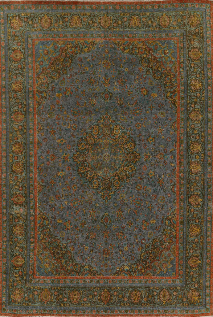 Over-Dyed Vintage Tabriz Wool Persian Rug 10x12