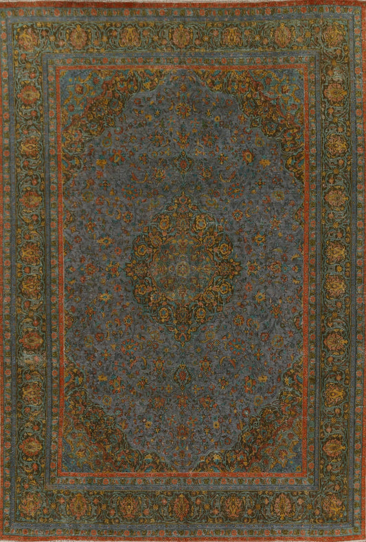 Over-Dyed Vintage Tabriz Wool Persian Rug 10x12