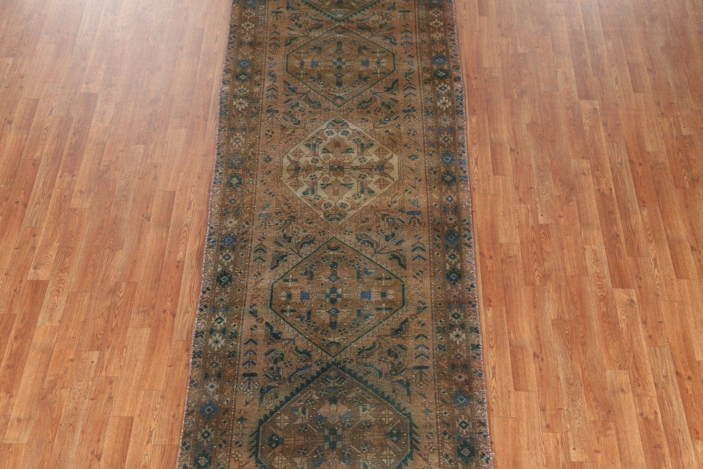 Antique Handmade Heriz Persian Runner Rug 4x11