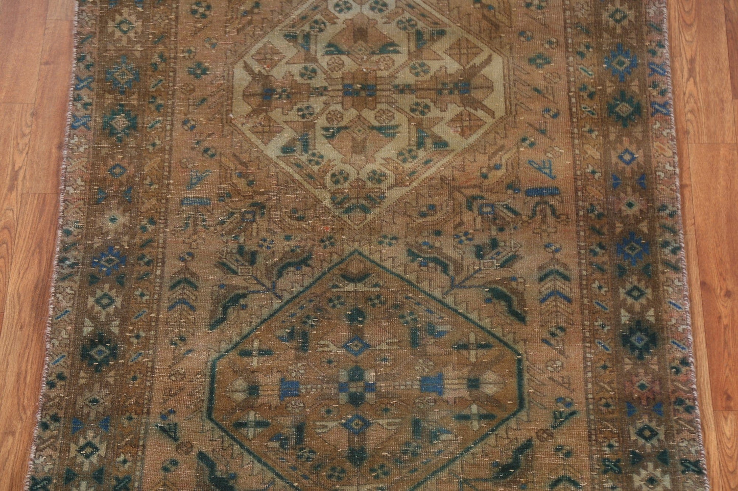 Antique Handmade Heriz Persian Runner Rug 4x11