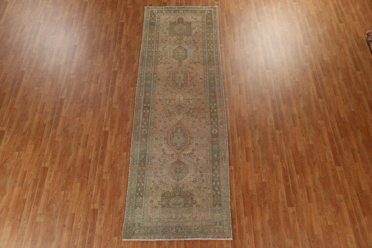 Antique Geometric Tabriz Persian Runner Rug 4x12