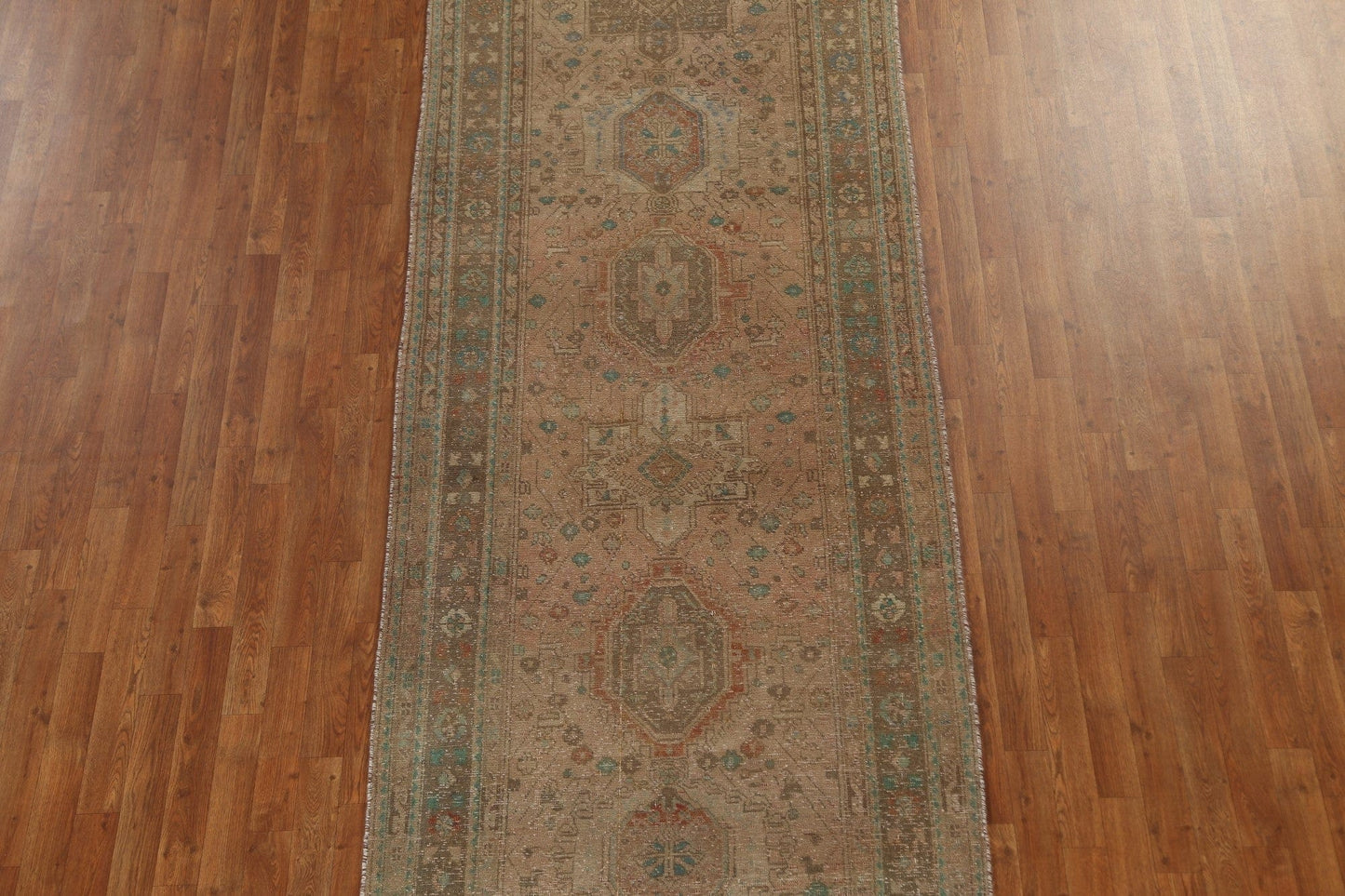 Antique Geometric Tabriz Persian Runner Rug 4x12