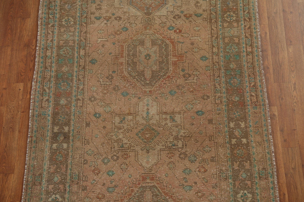 Antique Geometric Tabriz Persian Runner Rug 4x12