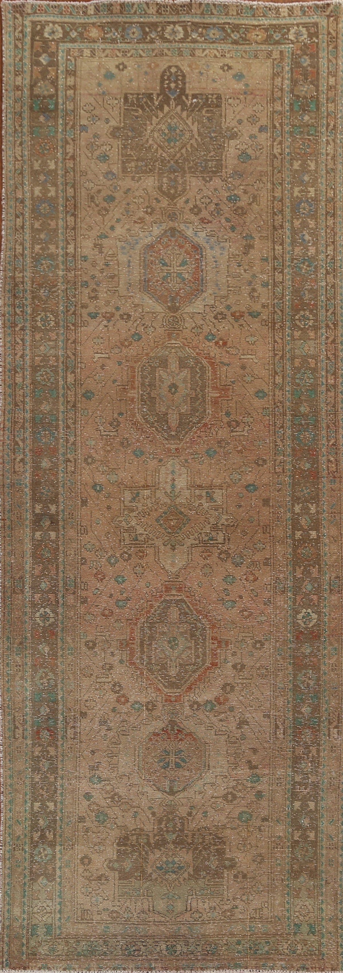 Antique Geometric Tabriz Persian Runner Rug 4x12