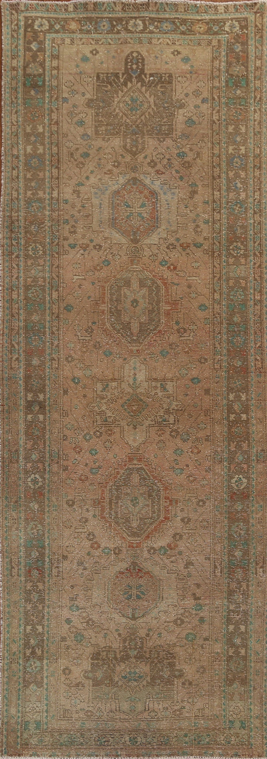 Antique Geometric Tabriz Persian Runner Rug 4x12