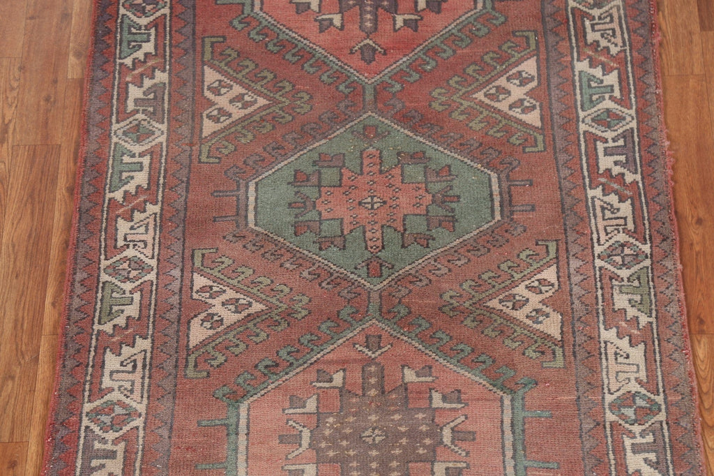 Vintage Geometric Meshkin Persian Runner Rug 4x9