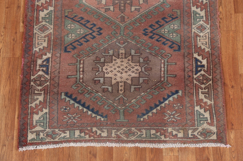 Vintage Geometric Meshkin Persian Runner Rug 4x9