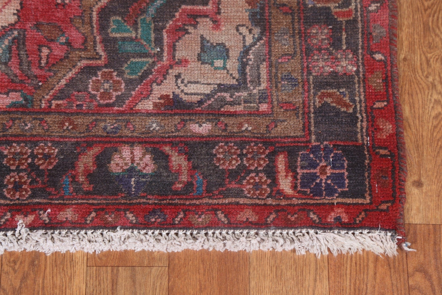 Vintage Geometric Tabriz Persian Runner Rug 3x10