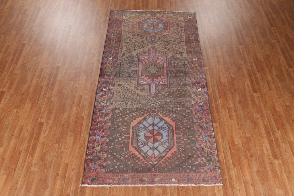 Vintage Handmade Wool Hamedan Persian Rug 5x11