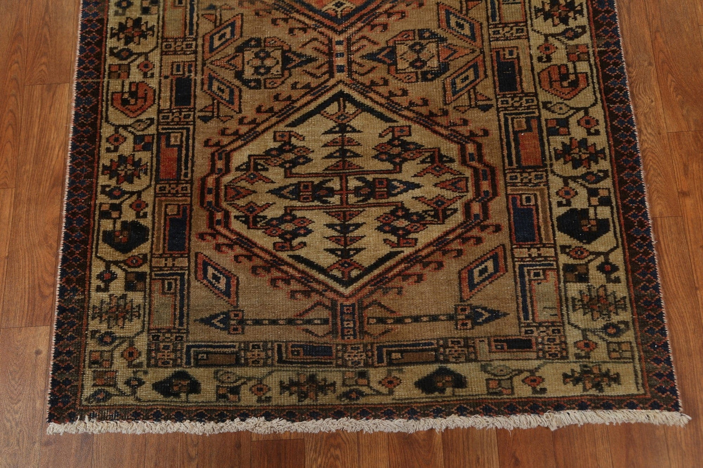 Hand-Knotted Wool Hamedan Persian Runner Rug 3x11