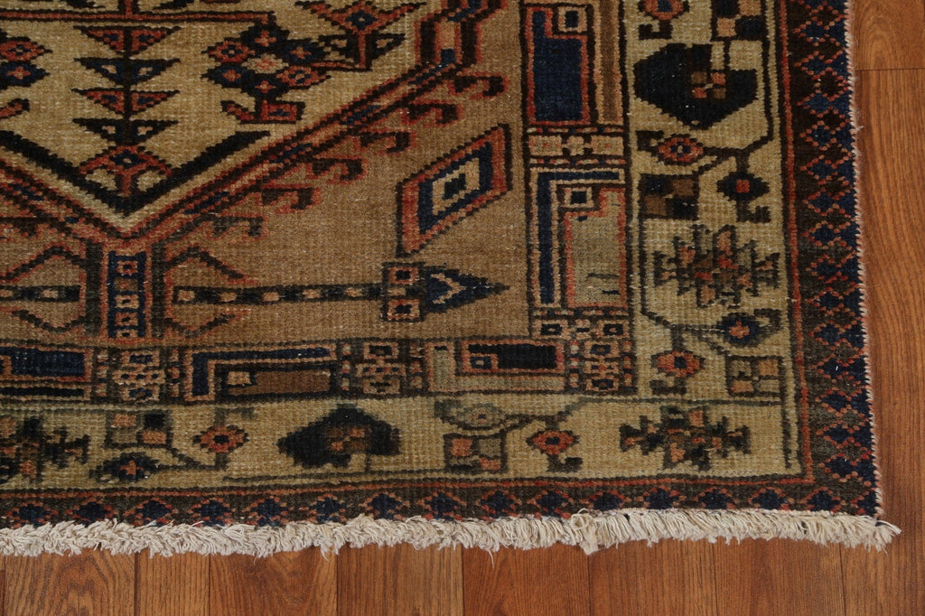 Hand-Knotted Wool Hamedan Persian Runner Rug 3x11