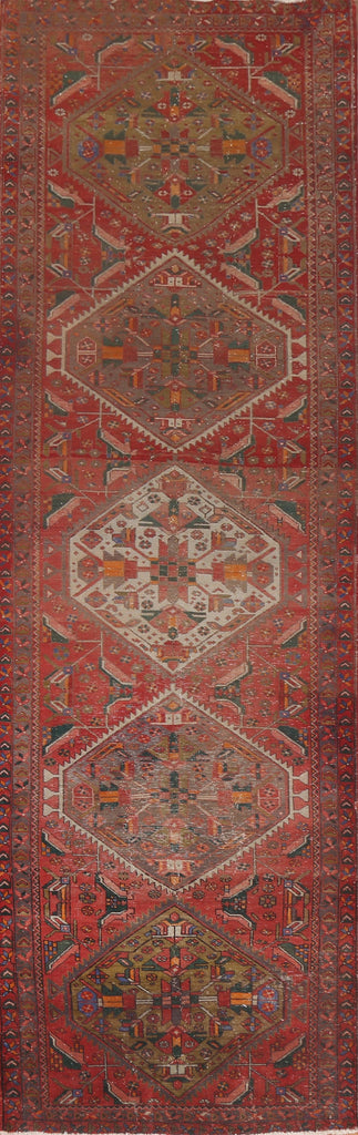 Handmade Wool Heriz Persian Runner Rug 4x14