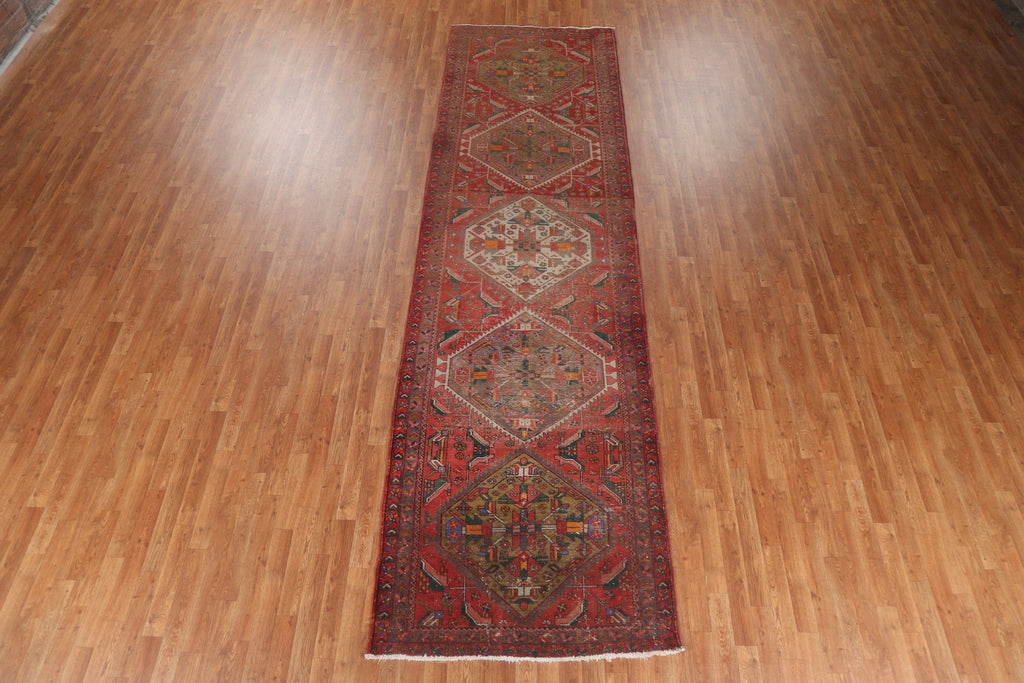 Handmade Wool Heriz Persian Runner Rug 4x14