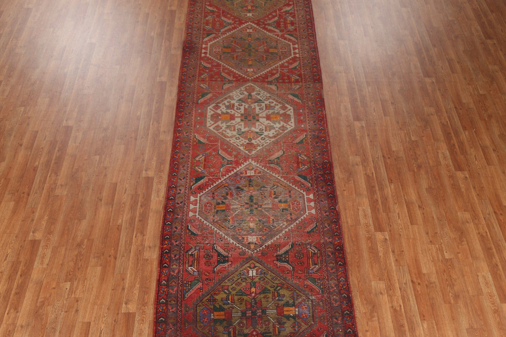 Handmade Wool Heriz Persian Runner Rug 4x14